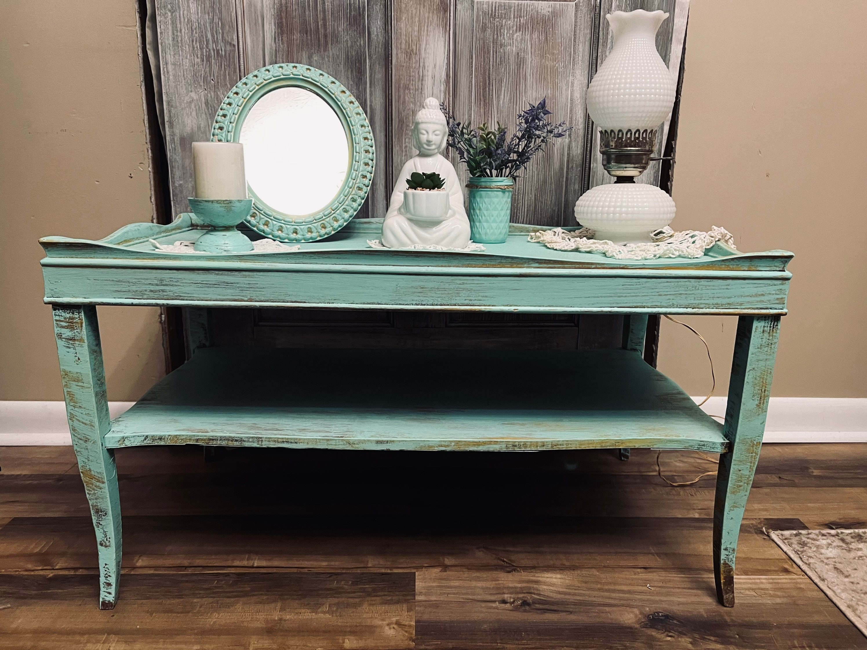 Vintage Upcycled Wooden Table and Matching Decour Etsy