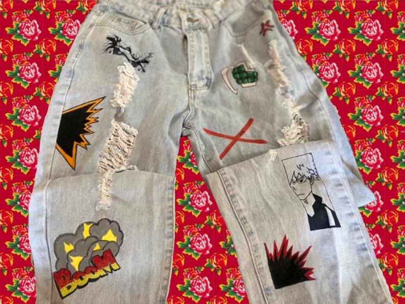 Hand Painted Anime Jeans / My Hero Jeans Etsy