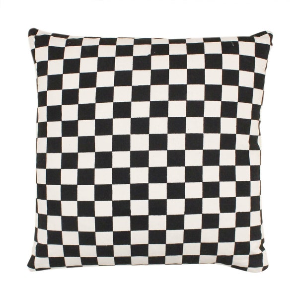 Checkered Pillow Cover - Black | Checkerboard Throw Pillow | Checked Cushion | Black Pillow Case | 90s Decor | Square Plaid Pillow