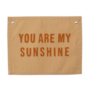 You Are My Sunshine Banner Peach - Canvas Wall Flag | Wall Art for Nursery | Modern Kids Room Decor | Kids Banner | Canvas Banner