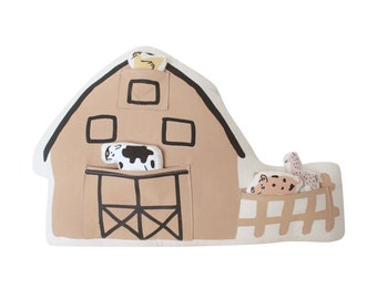 interactive farmhouse + animal pillow