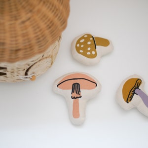 Mini Mushroom Basket Interactive Play Kitchen Play Imaginative Mushroom Pillow Neutral Activity Flower Child image 2