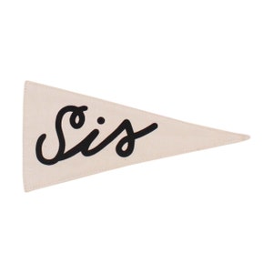 Sis Pennant - Mini Wall Hanging | Canvas Flag | Small Wall Banner | Kids Room Decor | Mini Pennant | Gender Neutral | Minimalist Design