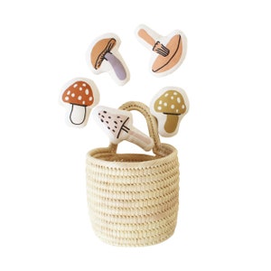 Mini Mushroom Basket Interactive Play Kitchen Play Imaginative Mushroom Pillow Neutral Activity Flower Child image 1
