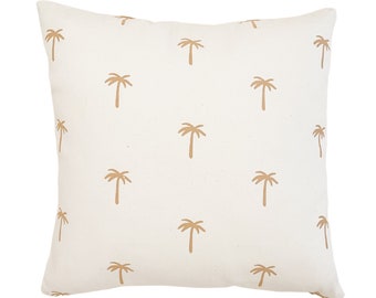 Palm Tree Pillow Cover | Throw Pillow | Natural Pillow Case | Square Pillow | Coastal Vibes | Room Decor | Beach Theme