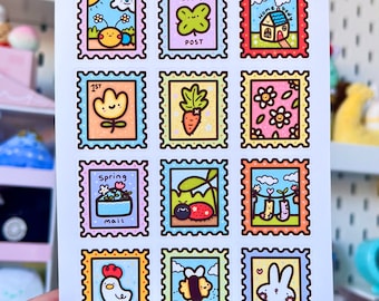Spring Stamps Planner Stickers - Cute Stamp Stickers - Spring Planner Stickers - Kawaii Bullet Journal Stickers - Journal Stickers