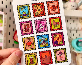 Autumn Stamps Planner Stickers - Cute Stamp Stickers - Autumn Planner Stickers - Cute Penpal Stickers - Journal Stickers - Autumn Stickers