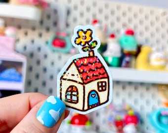 Cute House Sticker - Vinyl Sticker - Holographic Vinyl Sticker - Kawaii Laptop Decal - Cute Decal Sticker - Kawaii Spring Sticker