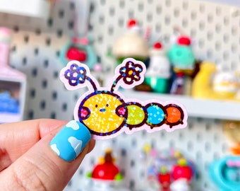 Cute Caterpillar Sticker - Vinyl Sticker - Holographic Vinyl Sticker - Kawaii Laptop Decal - Cute Decal Sticker - Kawaii Spring Sticker