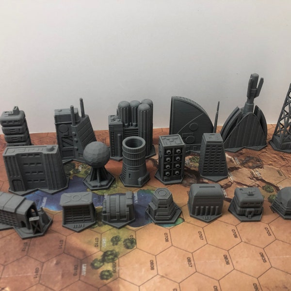 BattleTech/CityTech - Environnement hostile - 18 x bâtiments à l’échelle de la carte (Ensemble complet)