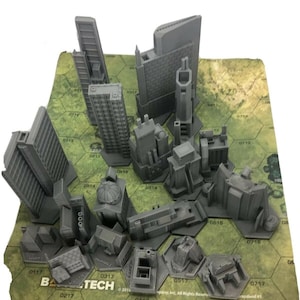 Classic CityTech: enkele gebouwen op mapschaal compatibel met Battletech/American Mecha
