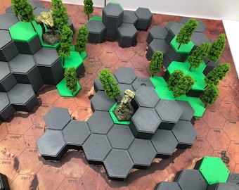 Wood Hexes for Hills - 3D Printed Terrain compatible with Battletech / American Mecha