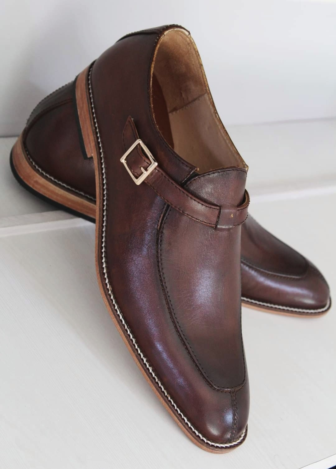 Stylish Monk Strap Brown Leather Dress Shoes for Men - Etsy