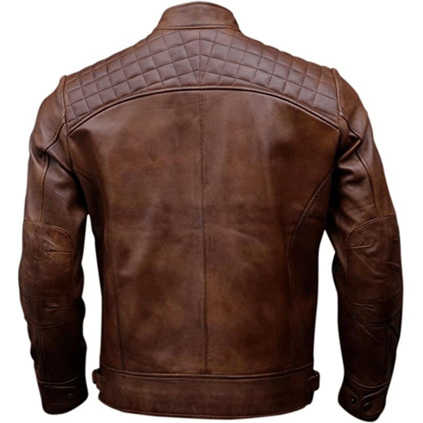 Vintage Brown Leather Retro Moto Jacket for Men - Etsy