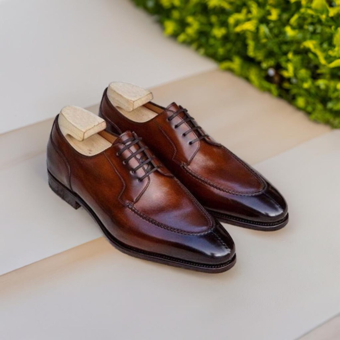 Mens Brown & Orange Derby Dress Shoes