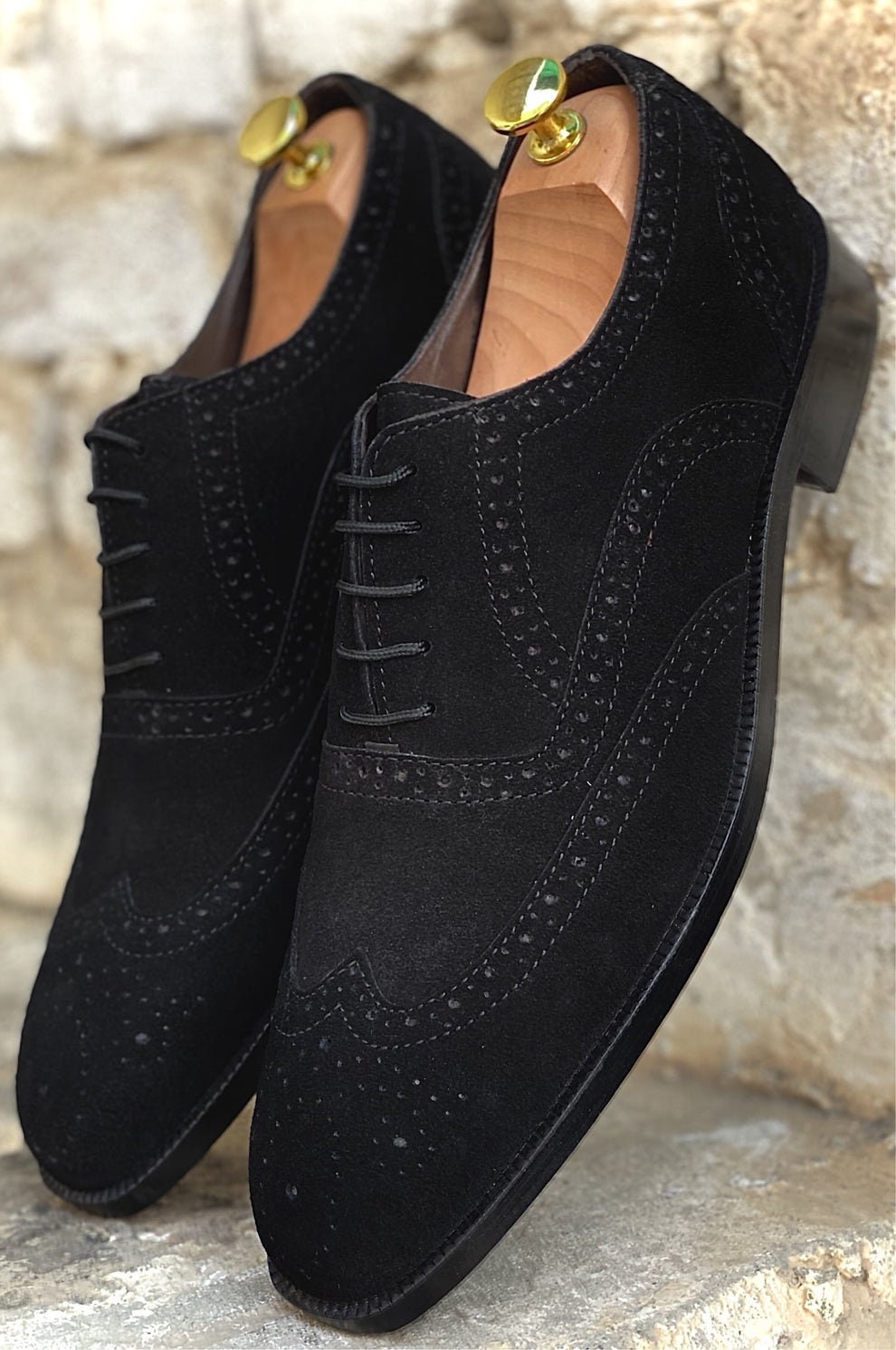 Handmade Leather Black Suede Wingtips Brogue Shoes for Men s Dress Shoes Comfortable Shoes Etsy