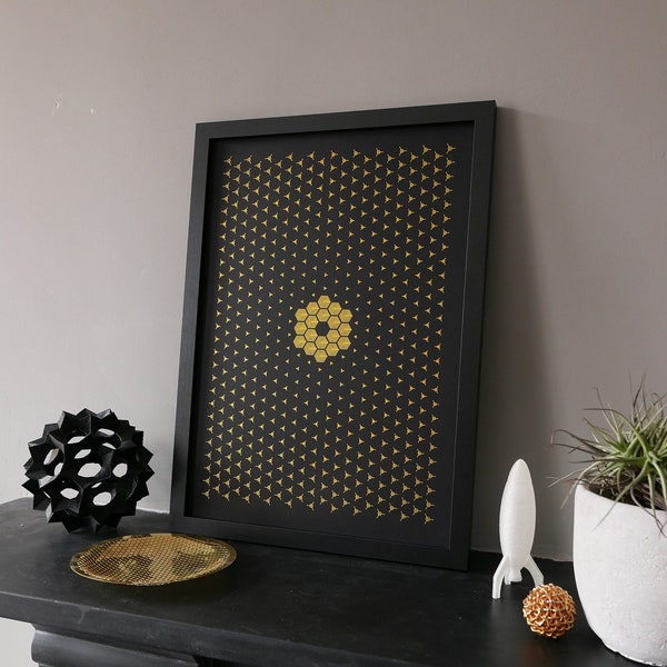 James Webb Space Telescope #1 - Original Wall Art - Generative Plotter Art - JWST Space Geometric Minimal Print Science Astronomy NASA Decor