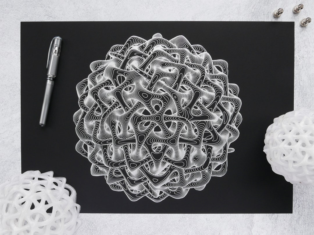 Organic Weaving Sphere Original Generative Art Plotter Art A3 Etsy
