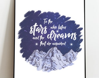ACOTAR DD A5 A4 A3 Print - A todas las estrellas que escuchan y a los sueños que se responden - Una corte de espinas y rosas