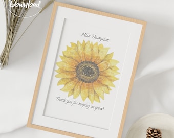 Clase de fin de año o regalo de maestro personalizable - Girasol (hasta 35 nombres)