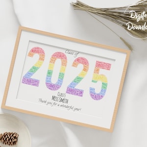 Regalo de fin de curso personalizable - Clase de 2025 (hasta 35 nombres)