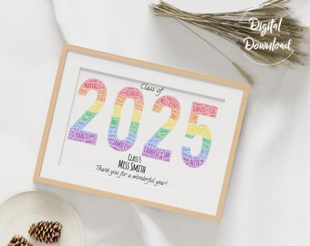Regalo de fin de curso personalizable - Clase de 2025 (hasta 35 nombres)