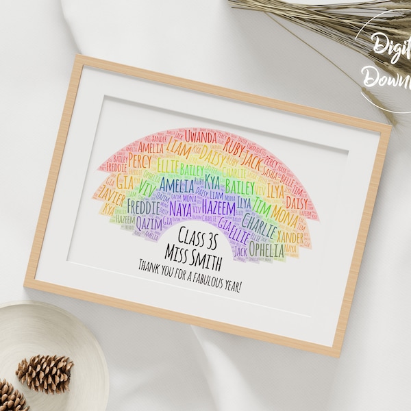 End of Year Class Gift Customizable - Rainbow (up to 35 names)