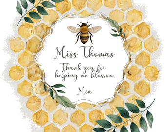 Regalo de fin de curso para profesor personalizable: abeja y panal