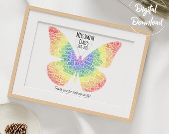 Regalo de clase de fin de año personalizable - Mariposa (hasta 35 nombres)