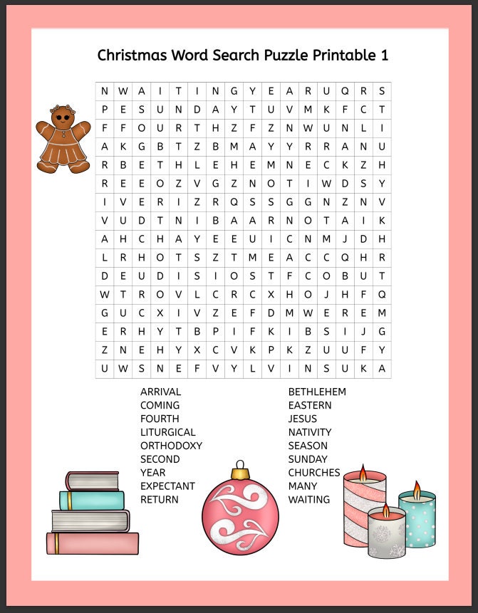 Christmas Word Search Puzzles With Solutions - Etsy