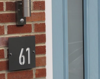 Plaque du numéro de maison - Panneau de numéro de maison moderne - Panneau de numéro de porte personnalisé - Panneau de numéro de maison carré - Panneau de numéro de grande maison