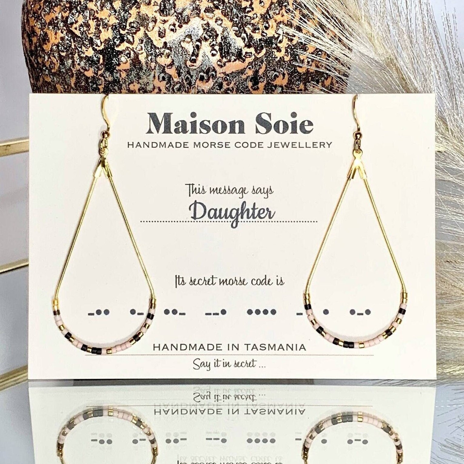 DAUGHTER Morse Code Earrings | Unique Daughter Gift | Handmade In Australia | Daughter Earrings | Miyuki Earrings | Daughter Birthday