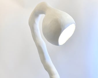 Biomorphic Floor Light N.4 by Studio Chora, Handmade Standing Lamp, White Organic Plaster Stone, One-Of-A-Kind Sculpture, In Stock