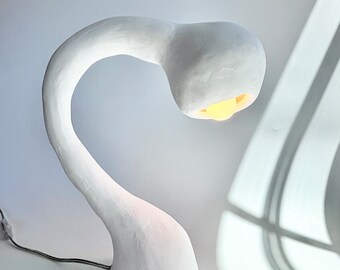 Biomorphic Line by Studio Chora, Task Table Lamp, White Lime Plaster, In Stock