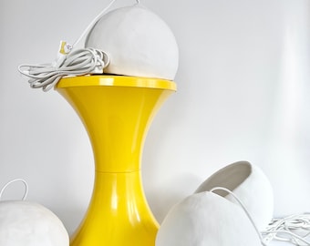 8" Biomorphic Pendants by Studio Chora, Plug-In Apartment-Friendly Decor, White Limestone Plaster, In Stock & Ready-To-Ship