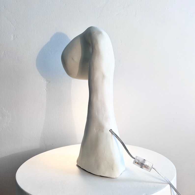 HESTIAN Table Lamp, Handmade Accent Light Fixture, Feminist Art Form, Made from Recycled Paper available in Green Resin or White Plaster image 10