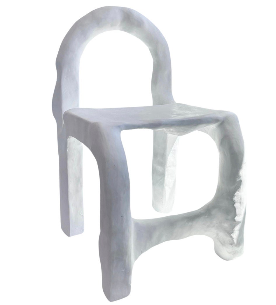 Handcrafted Biomorphic Plaster Chair: Waxed Stone Finish, Sculptural ...