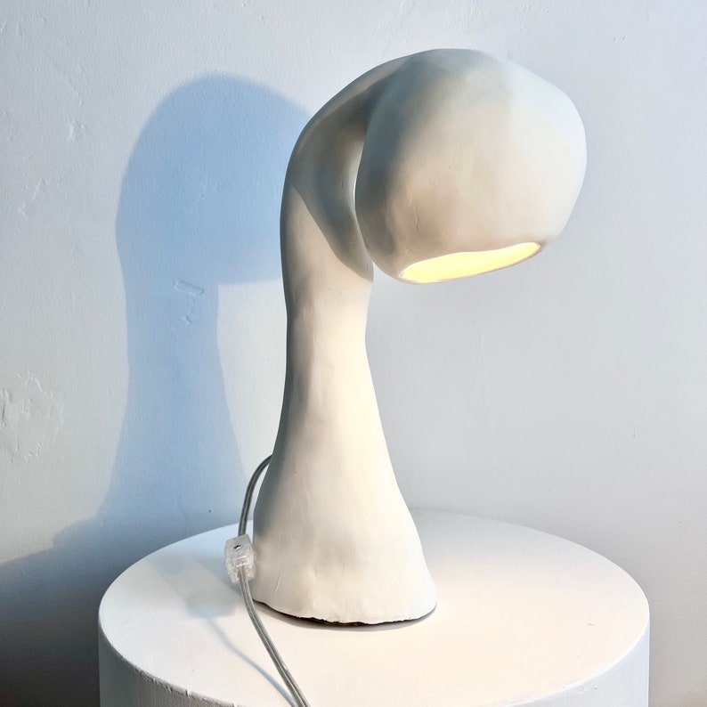 HESTIAN Table Lamp, Handmade Accent Light Fixture, Feminist Art Form, Made from Recycled Paper available in Green Resin or White Plaster image 9