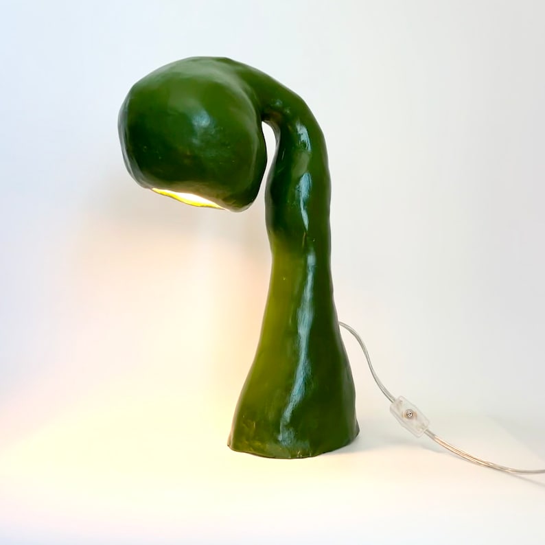 HESTIAN Table Lamp, Handmade Accent Light Fixture, Feminist Art Form, Made from Recycled Paper available in Green Resin or White Plaster image 3