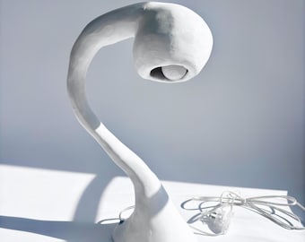 Biomorphic XL Line by Studio Chora, Tall Table Lamp, White Limestone, In Stock