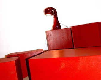 Hestian Light Series by Studio Chora, Table Lamp, Burgundy Red (Deep Merlot) Lacquer Color