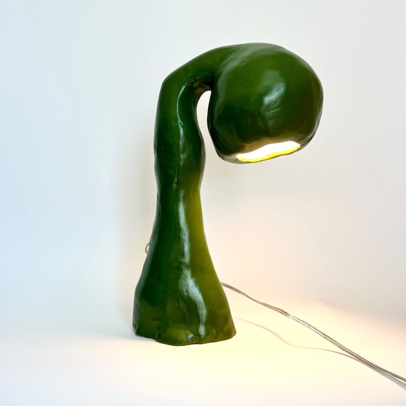 HESTIAN Table Lamp, Handmade Accent Light Fixture, Feminist Art Form, Made from Recycled Paper available in Green Resin or White Plaster image 1