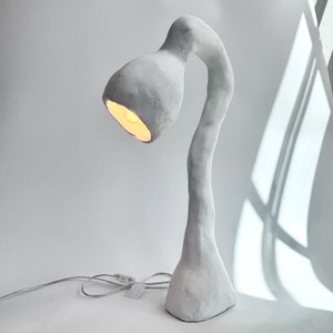 Biomorphic Line by Studio Chora, Tall Table Lamp, White Limestone Plaster, In Stock
