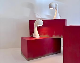 Hestian Light Series by Studio Chora, Table Lamp, Natural White Limestone Gypsum Color, Made-To-Order