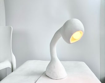 Biomorphic Line by Studio Chora, Task Table Lamp, White Lime Plaster, In Stock
