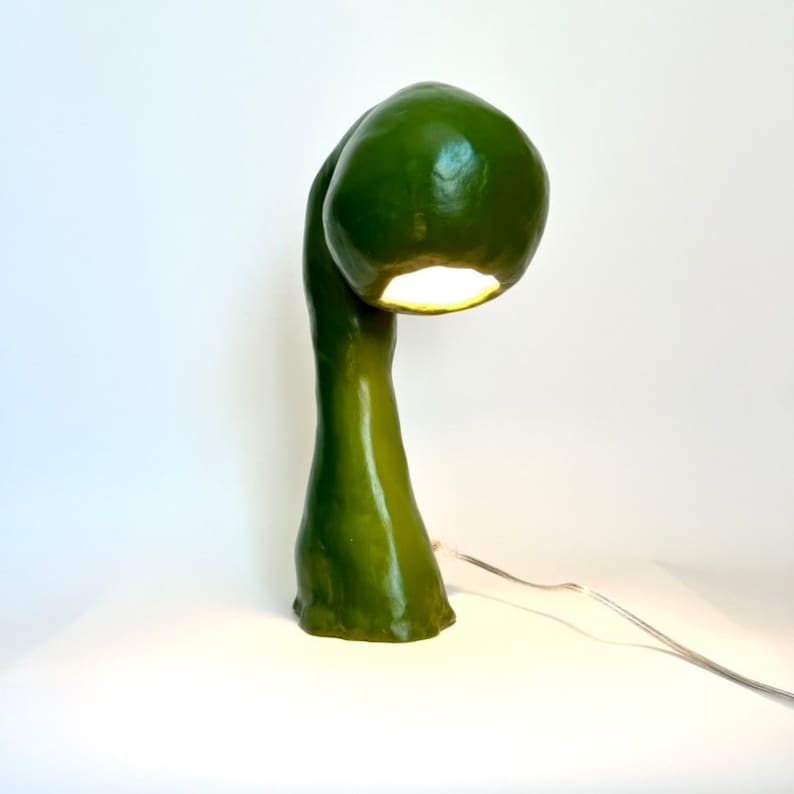 HESTIAN Table Lamp, Handmade Accent Light Fixture, Feminist Art Form, Made from Recycled Paper available in Green Resin or White Plaster image 2