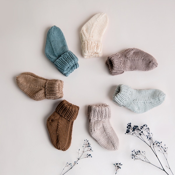 Hand Knitted Organic Baby Socks, GOTS Certificated Baby Socks,  Organic Cotton Toddler Socks, Newborn Gift, Gender Natural Socks