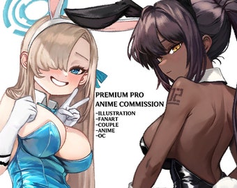 Pro premium personalizado anime comisión arte anime dibujo digital, personaje original oc, fanart, retrato, pareja, vtuber, juego, personaje