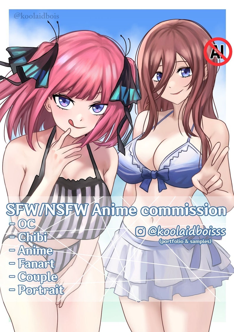 Disegno digitale anime personalizzato su commissione SFW/NSFW, personaggio originale OC, fanart, ritratto, coppia, chibi, vtuber, icona, pfp immagine 1