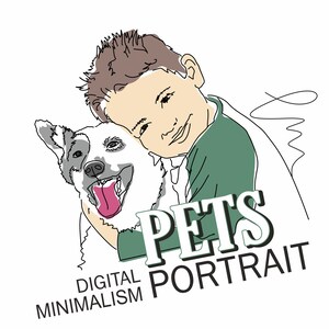 Huisdierenportret op maat, lijntekening, familieportret met een huisdier van foto, kattenportret, bedrukbaar hondenschets, gepersonaliseerde muurkunst, digitaal